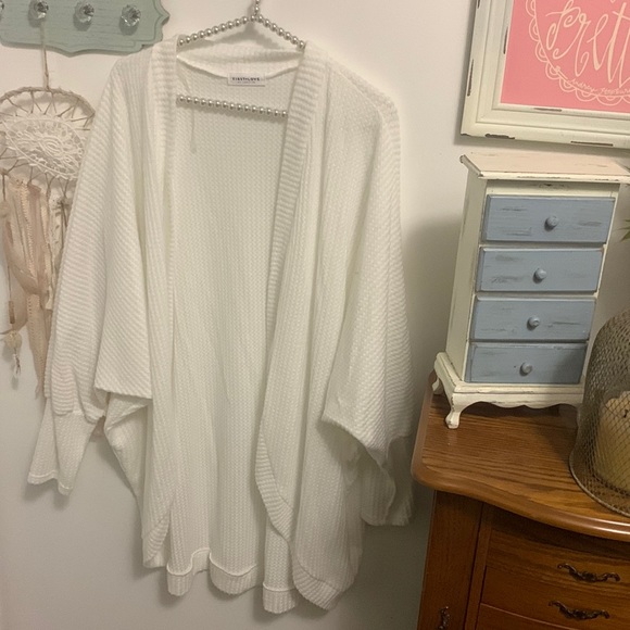 First Love Sweaters - First love white waffle knit cardigan size large